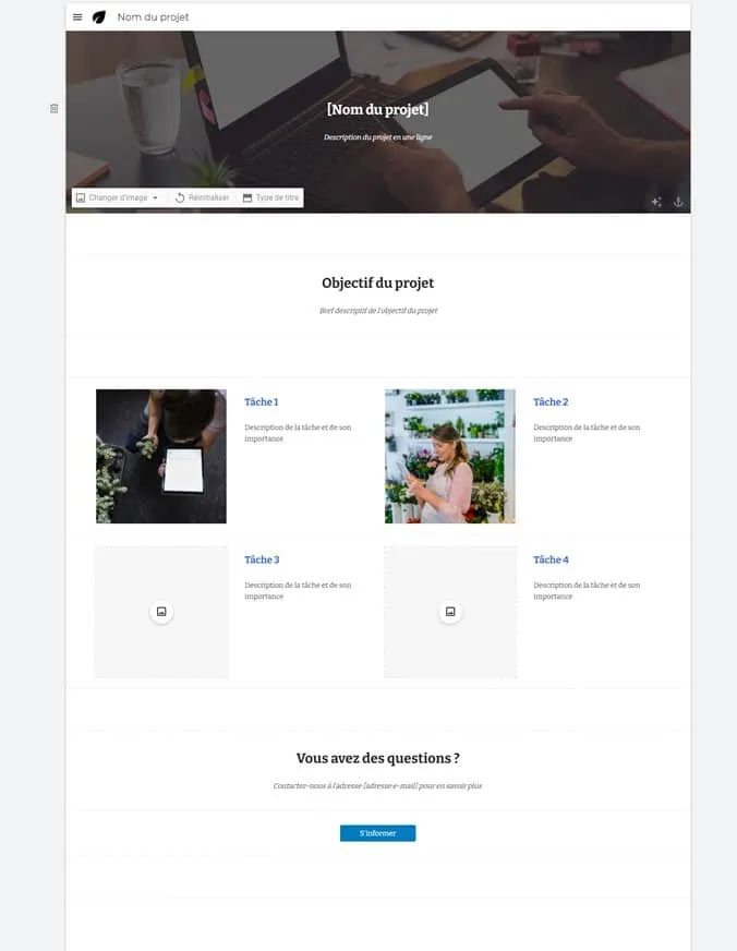 Un exemple de Google Site