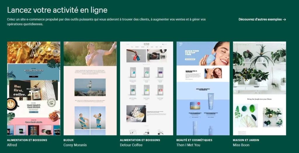 Interface de Shopify